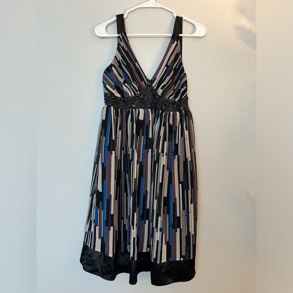 Vertigo Paris Blue/Grey black jeweled dress